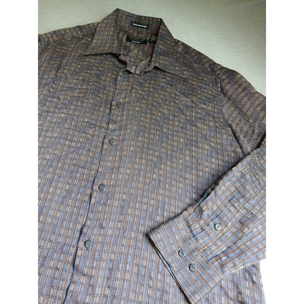 Jhane Barnes Shirt XL Button Down Classic Preppy Multi Jacquard